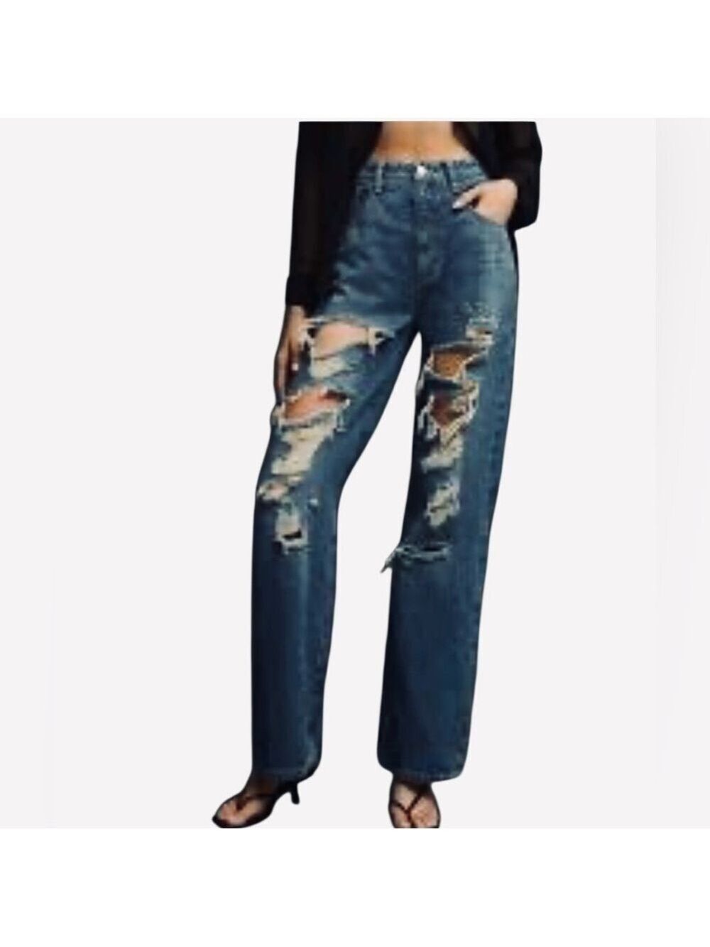 PILCRO ANTHROPOLOGIE The Joey Distressed High Rise Jeans Womens Sz 26
